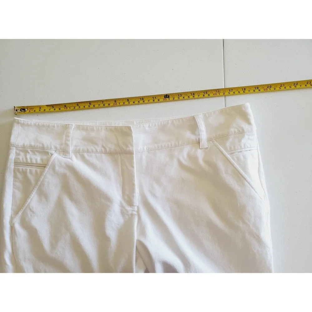 Eileen Fisher White Organic‎ Cotton Stretch Cropped Pants Womens Large